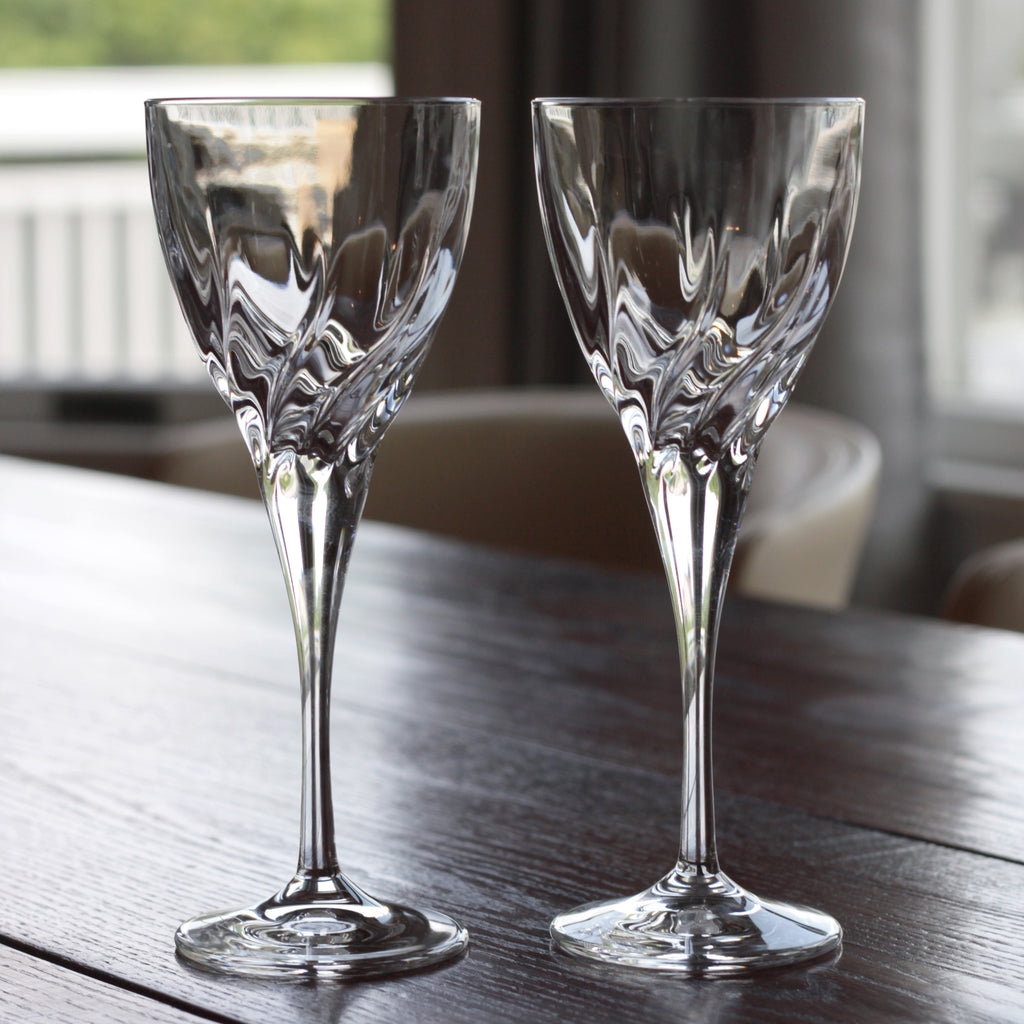 Set of 8 Cut Lead Crystal Drinking Glasses- 8 oz. Diamond Pattern NICE  VINTAGE