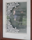 Hand-Carved Wedding Invitation — Framed 11 x 14