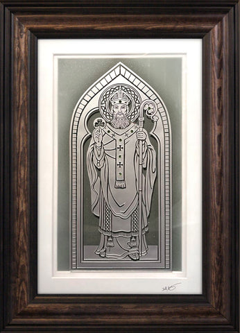Saint Patrick— Framed Hand-Carved Fine Art Glass