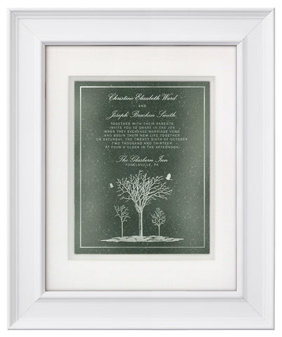 Hand-Carved Wedding Invitation — Framed 11 x 14