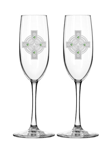 Celtic Shield Champagne Flutes