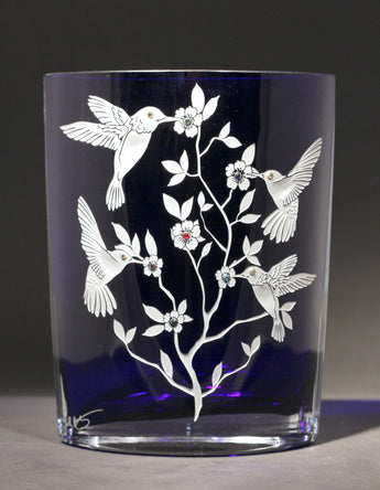Sweet Surprises Hummingbird Cobalt Blue Vase