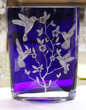 Sweet Surprises Hummingbird Blue Square Vase