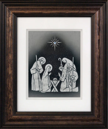 The Nativity — Framed Hand-Carved Fine Art Glass