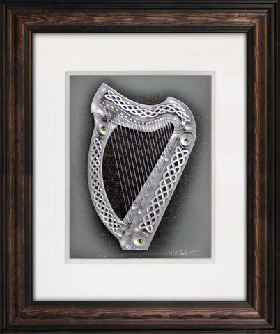 The Harp — Framed Hand-Carved Fine Art Glass