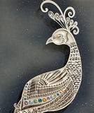 hand carved glass peacock