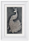 Adorned glass peacock
