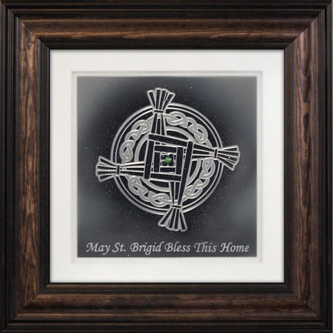 St. Brigid's Cross with Blessing — Framed 12 x 12