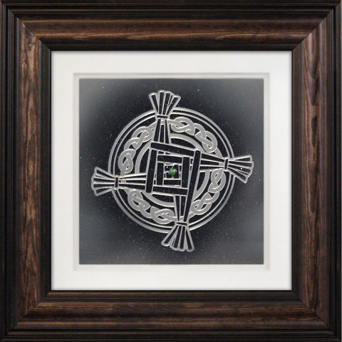 St. Brigid's Cross  — Framed Hand-Carved Fine Art Glass