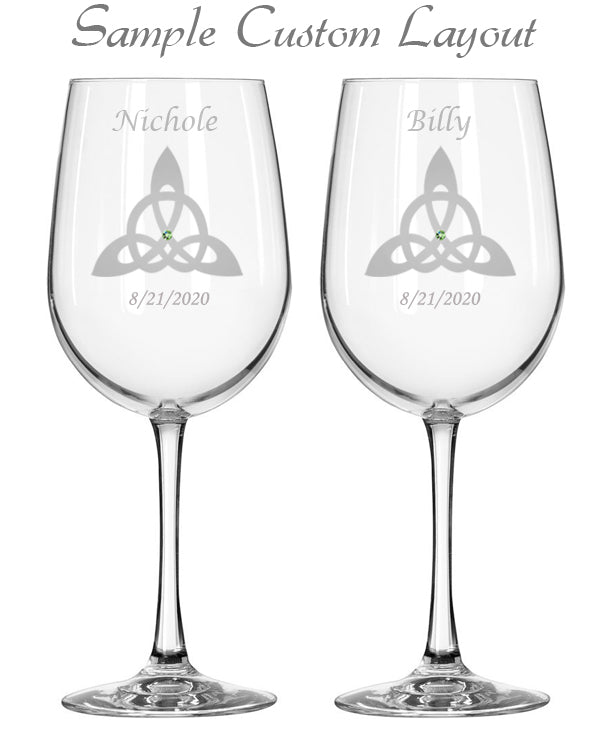 Healy Glass Artistry - Olive Branch Red Wine Glasses