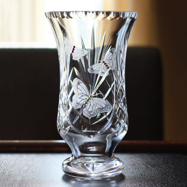 Butterfly Flared Crystal Vase