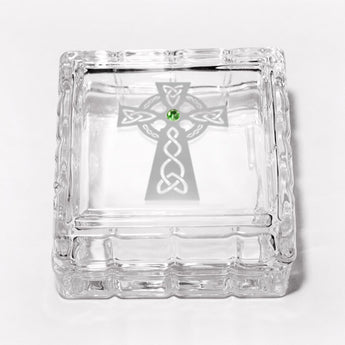 Celtic Cross Square Crystal Jewelry Box