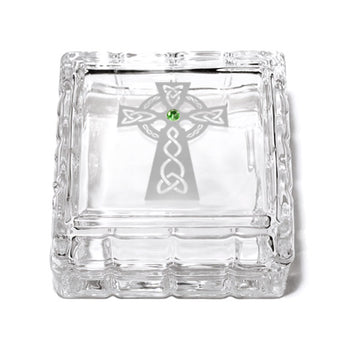 Celtic Cross Square Crystal Jewelry Box