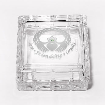 Celtic Claddagh Square Crystal Jewelry Box