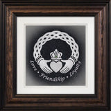 Celtic Claddagh — Framed Hand-Carved Fine Art Glass