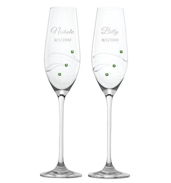 Custom Windswept Toasting Flutes