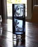 Dancing Dragonflies Blue Cylinder Vase