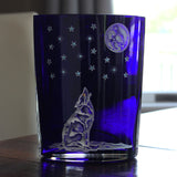 Howling Wolf Cobalt Blue Square Vase