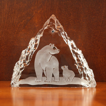 Polar Bears Crystal Sculpture