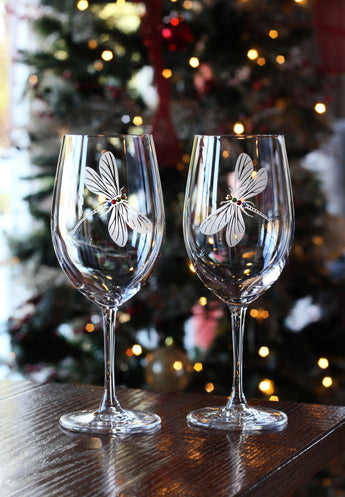 Dragonfly Red Wine Glasses