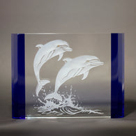 Delightful Dolphins Crystal Sculpture