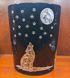 Howling Wolf Blue Square Vase