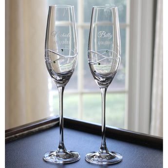 Custom Windswept Toasting Flutes