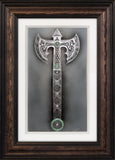 glass Celtic battle axe framed