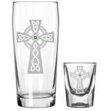 Celtic Cross Pint & Shot Glass Set