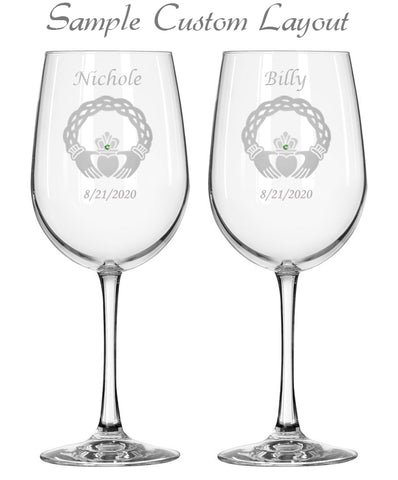 Set of 8 - Custom Engraved Bridal Party Wine Glass, Personalized