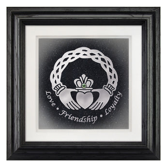 celtic claddagh frmaed hand-carved fine art glass
