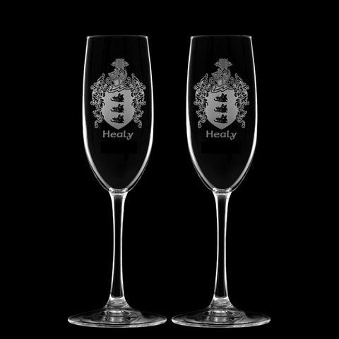 Family Crest Champagne Flutes (Set of 2) – Healy Glass Artistry