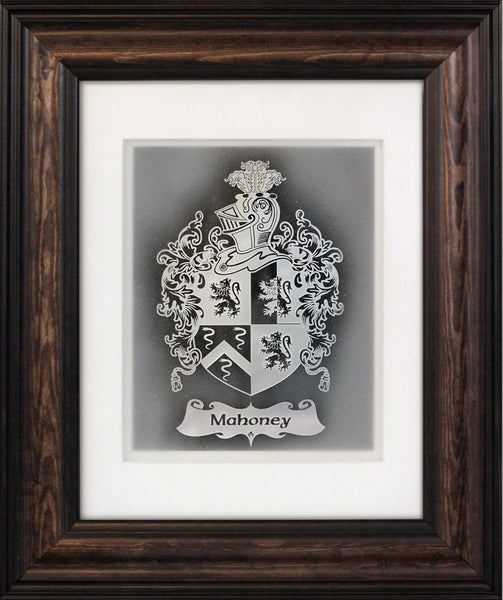 Family Crest — Framed Hand-Carved Fine Art Glass