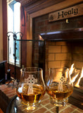 curved whiskey glass fireside