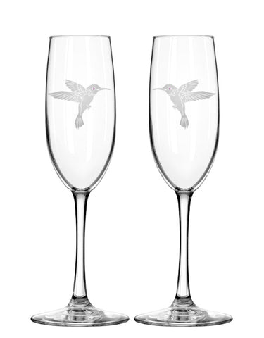 Hummingbird Champagne Flutes