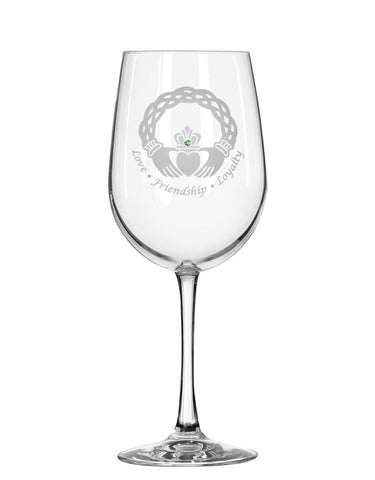 Celtic Claddagh Red Wine Glass