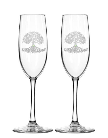 Tree of Life Champagne Flutes