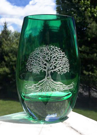 Healy Glass Artistry - Tree of Life Red Wine Glass